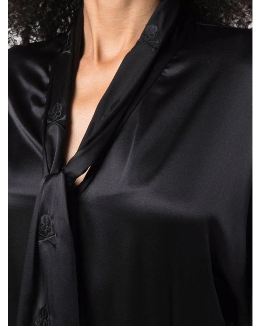 Philipp Plein Black Schluppenbluse Mit V-Ausschnitt