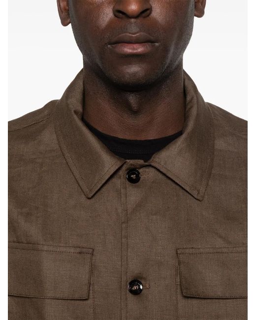 Michael Coal Brown James Pocket Button-Fastening Overshirt for men