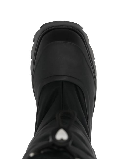 Love Moschino Black Padded Heart-Patch Ankle Boots