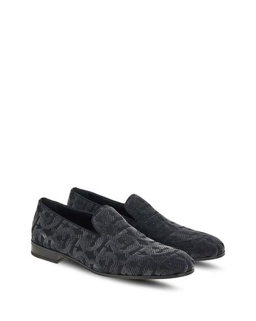 Ferragamo Blue Gancini-Pattern Moccasins for men