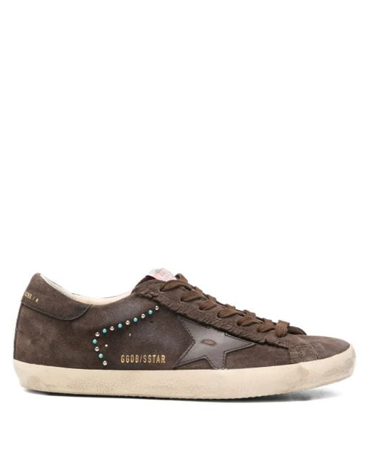Golden Goose Deluxe Brand Brown Suede Studded Star Sneakers for men