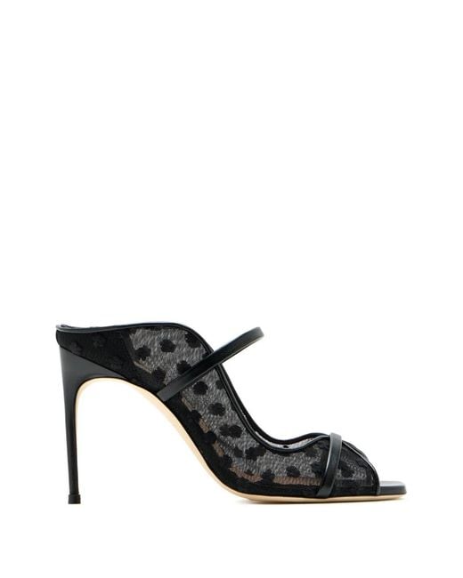 Malone Souliers Black Mules En Résille À Fleurs Et À Brides