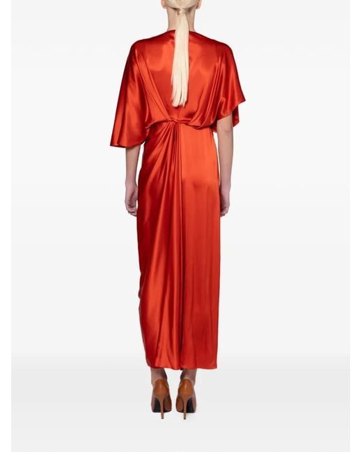 Roksanda Red Hierys Knotted Silk-Satin Maxi Dress