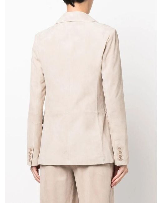 Desa Nineteenseventytwo Natural Double-Breasted Fitted Blazer