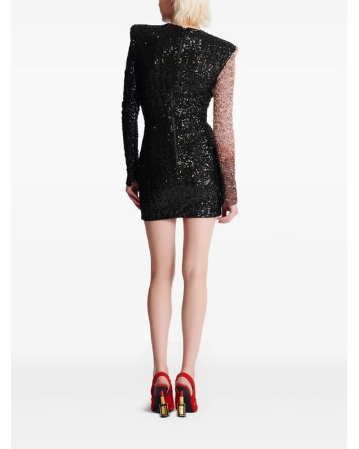 Balmain Red Partial Face Short Dress