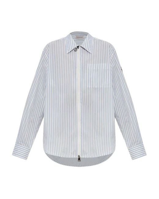 Moncler White Striped Zip-Up Shirt