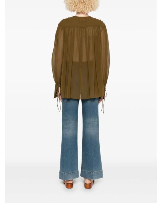 ANDAMANE Gesmockte Blouse in het Green
