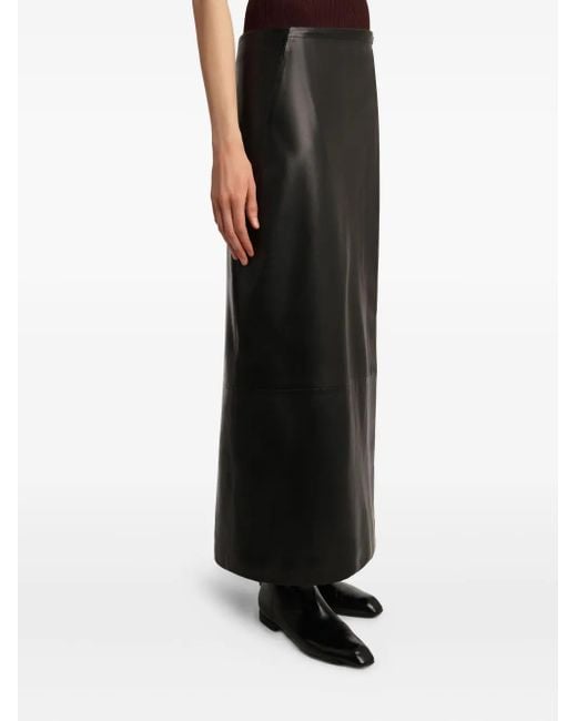 Khaite Black Panelled Wrap Midi Skirt