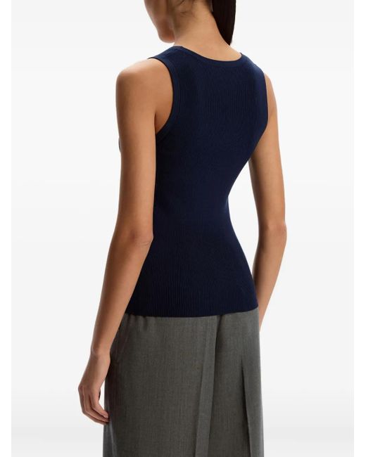 12 STOREEZ Blue Ribbed Tank Top