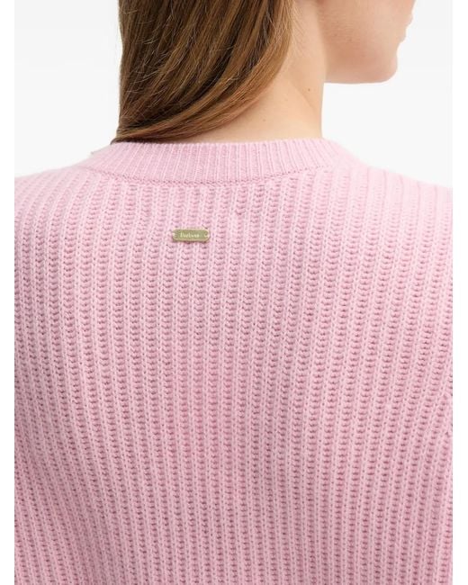 Barbour Pink Elina Cable Knit Button Cardigan