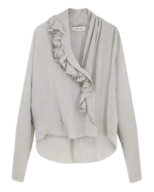 Alberta Ferretti Gray Chemise En Crêpe À Volants