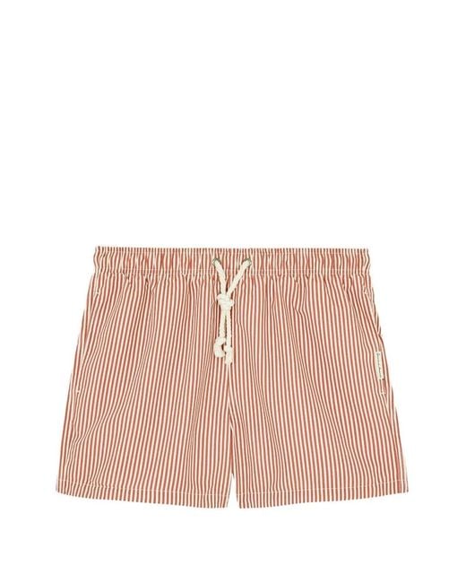 GASSA D'AMANTE Pink Striped Drawstring Swim Shorts for men