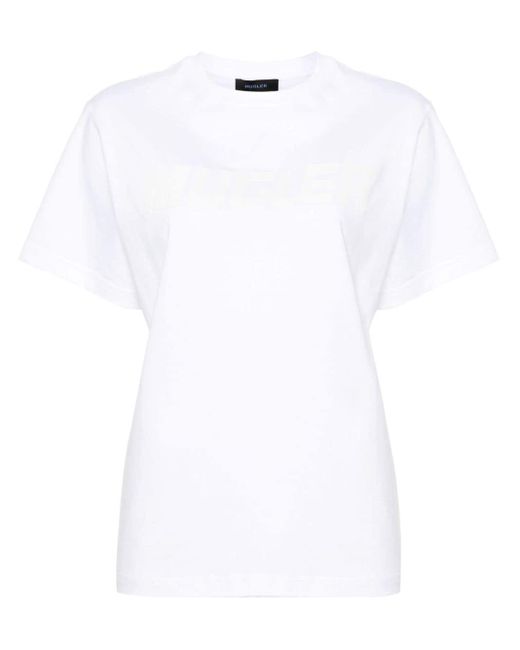 Mugler White T-Shirt mit Logo-Print