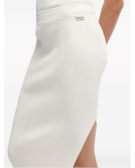 HUGO White Ribbed-knit Tube Skirt