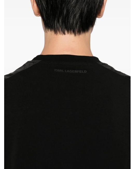 Karl Lagerfeld Black Logo-Embossed T-Shirt for men