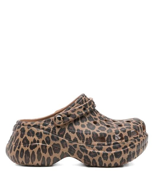 CROCSTM Brown Bae Animal-Print Platform Clogs