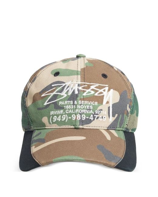 Stussy Gray Logo-Embroidered Mesh Baseball Cap for men