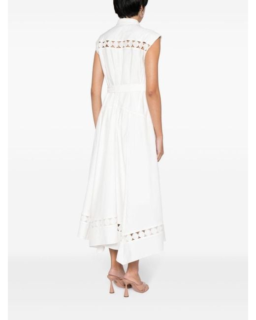 Acler White Keeling Perforated-detailing Dress