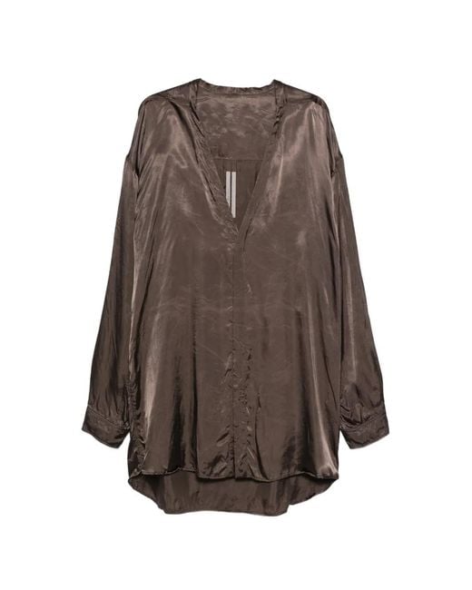 Rick Owens Brown Concordian V-Neck Shirt for men