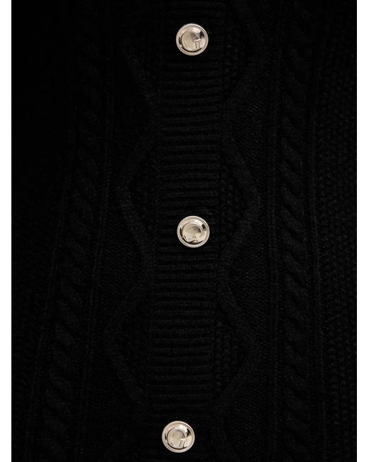 Guess Black Button Cable Knit Mini Dress