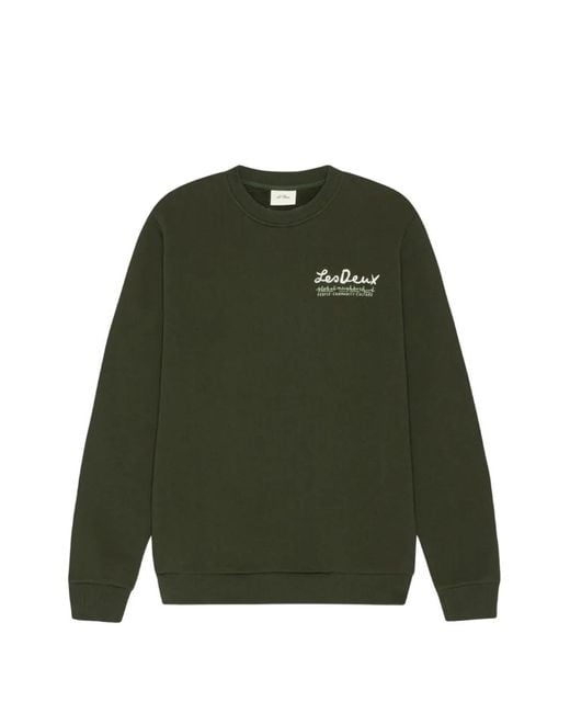 Les Deux Green Rural Graphic-Print Crew-Neck Sweater for men