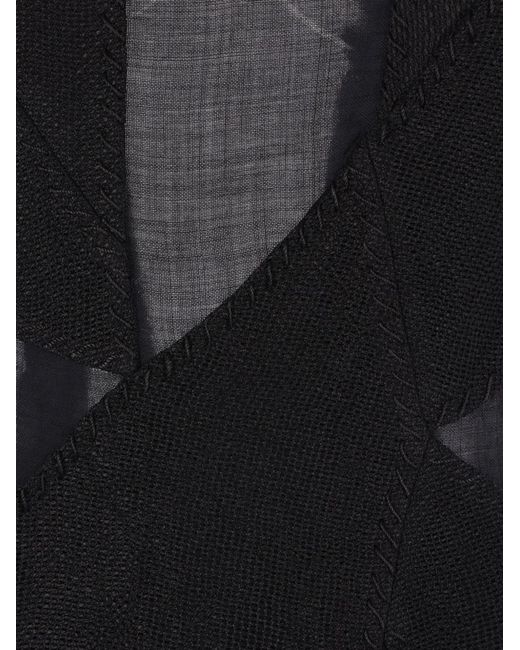 Yehuafan Black Long-Sleeved Patchwork Dress