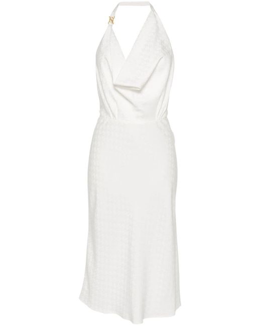 Elisabetta Franchi White Kleid aus Monogramm-Jacquard