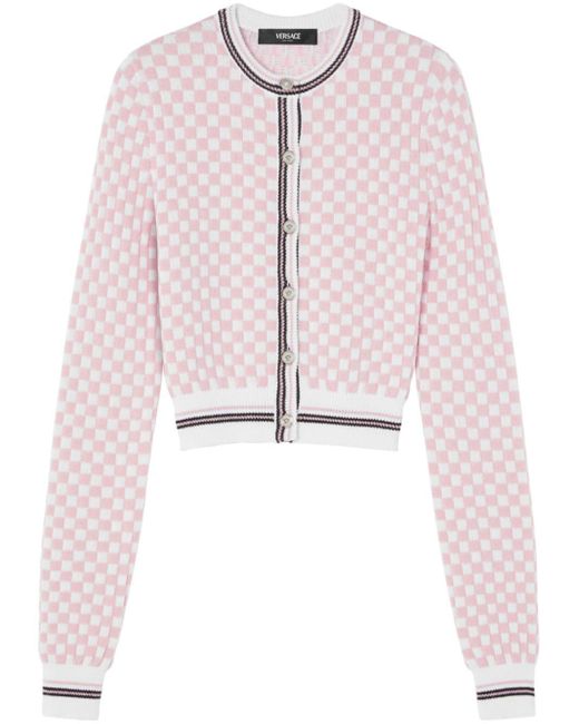 Versace Pink Contrasto Knitted Cardigan