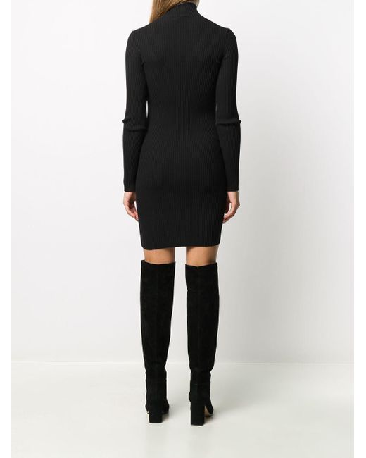 black ribbed jumper dress