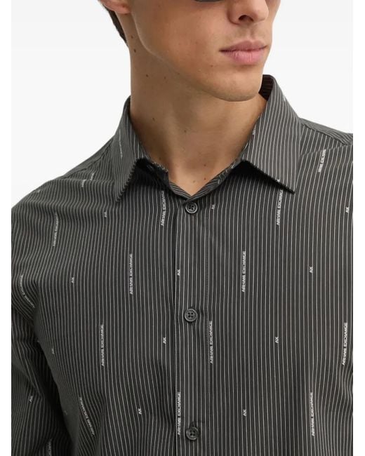 ARMANI EXCHANGE Gray Striped Buttoned Shirt for men