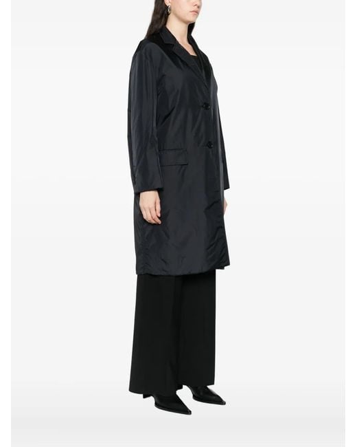 Aspesi Black Manteau Boutonné À Empiècements Matelassés
