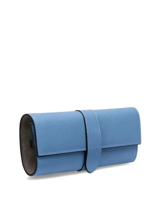 Smythson Blue Jewellery Roll Case (20Cmx9Cmx7.5Cm)