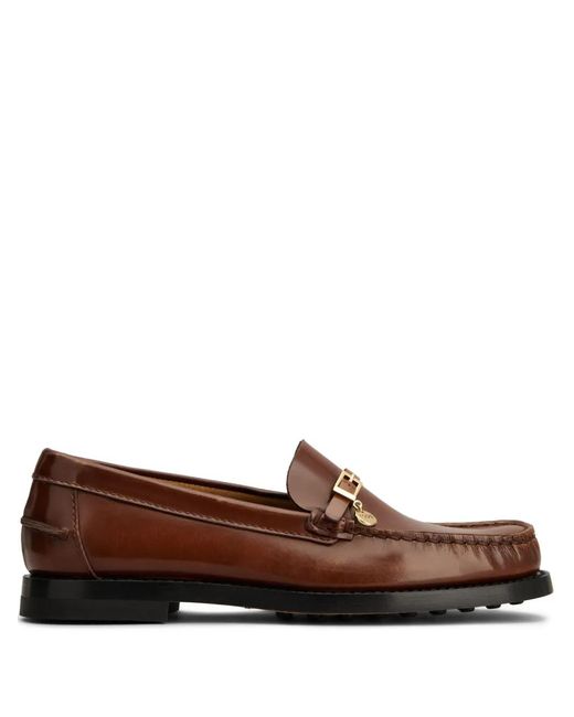 Tod's Brown Logo-Charm Loafers