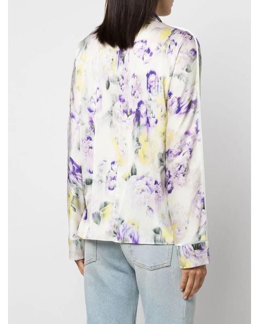 Off-White c/o Virgil Abloh Multicolor Chine Satin Floral-print Shirt