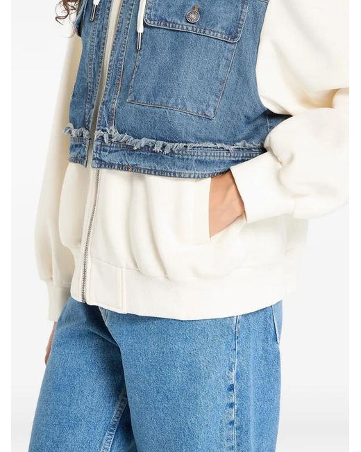 Desigual Blue Denim-Panel Drawstring Hoodie