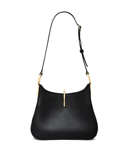Rabanne Black Medium Ring Leather Shoulder Bag