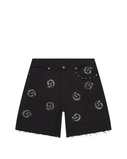Godspeed Black Embroidered Denim Shorts for men