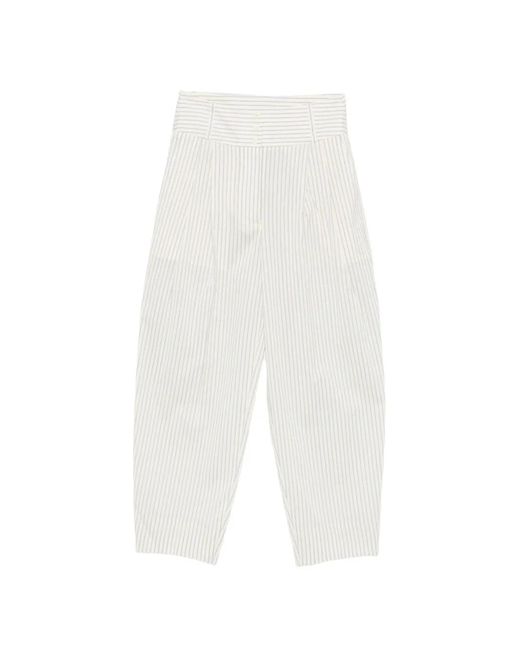 Totême White Striped Balloon Trousers