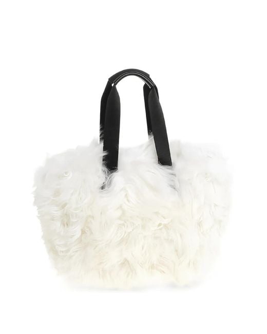 Moncler White Apres-Ski Shearling Tote Bag