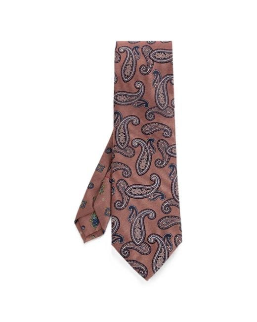 Etro Purple Paisley-Print Silk Tie for men