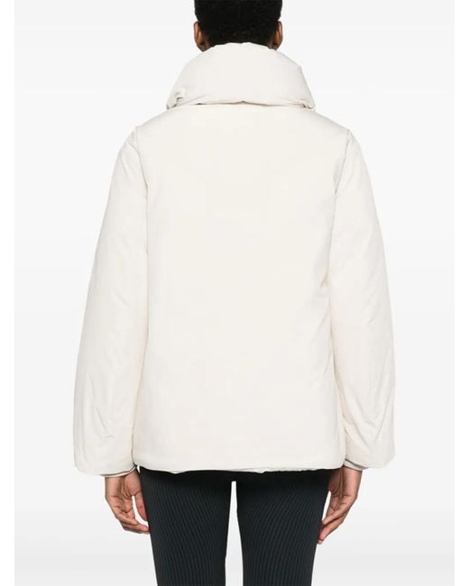 Woolrich White Funnel Neck Quilted Down Coat