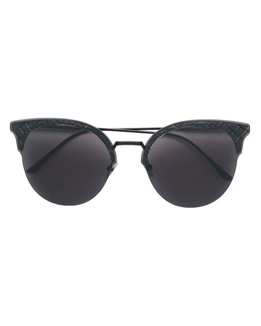 Bottega Veneta Black Cat-Eye-Sonnenbrille mit Intrecciato-Leder