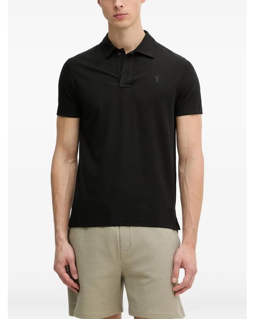 Trussardi Black Logo-Embroidered Piqué Polo Shirt for men