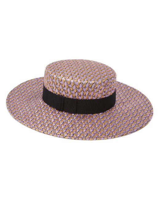 Nina Ricci Pink Boater-Hut aus gewebtem Bast