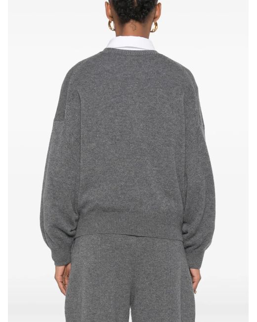 Lisa Yang Gray Veira Crew-Neck Sweater