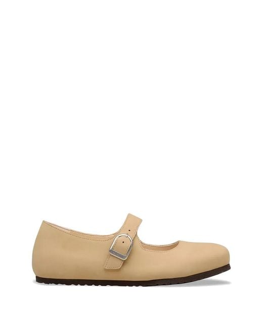 Birkenstock White Santa Clarita Buckle-Strap Ballet Flats