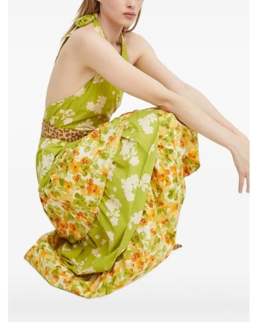 Never Fully Dressed Yellow Floral-Print Halterneck Dress