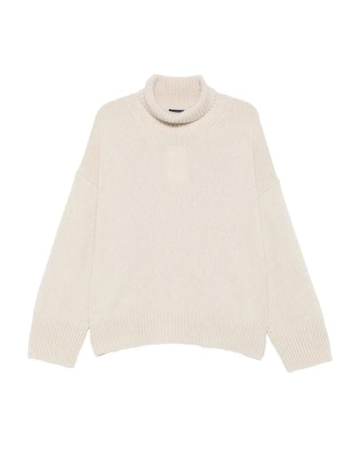 Soeur White Roll-Neck Wool Sweater