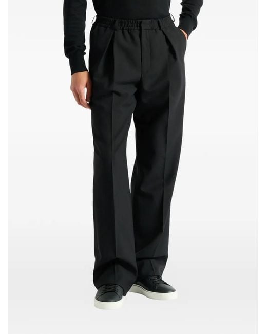Balmain Black Wool Trousers With Elasticated Waist for men