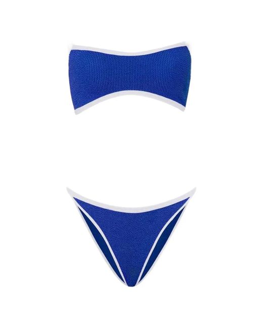 Hunza G Blue Tyler Contrast-Trim Bikini Set